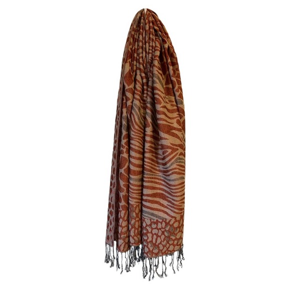 2 Chic | Accessories | 2 Chic Orange And Cream Animal Print Scarf One